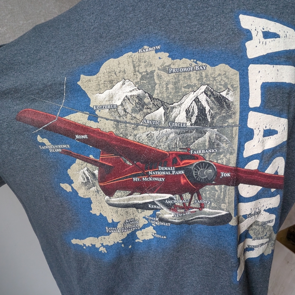 Prairie Mountain XL Float Plane Alaska State Terrain Map T-shirt
